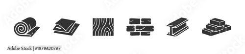 Various materials icons for construction and design projects. Vector illustration. EPS 10. 