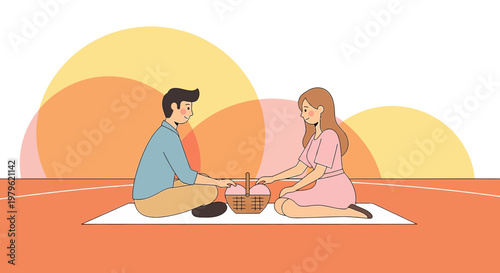 Couple Enjoying Romantic Picnic Date Outdoors