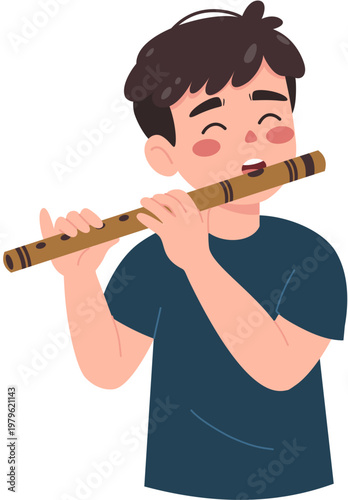 Boy playing flute 