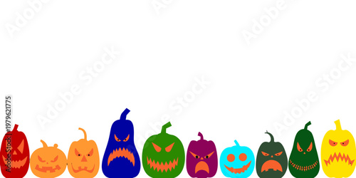 Halloween banner with a row of pumpkin silhouettes Happy Halloween holiday concept