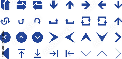 set of blue and white arrows