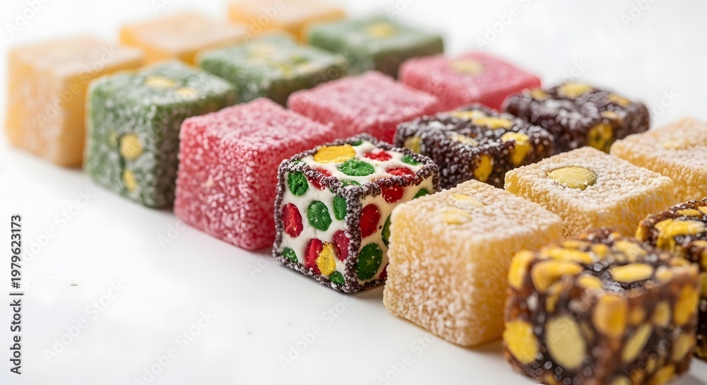 Fototapeta premium Assortment of turkish delight a colorful and sweet confectionery display