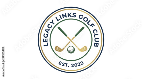 Classic golf club emblem showcasing traditional crossed irons and a pristine ball, symbolizing heritage and the sport's enduring spirit on the green course
