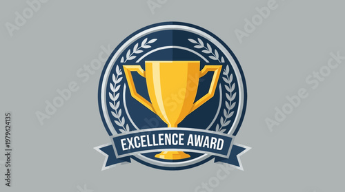 A premium excellence award trophy with a laurel wreath and ribbon, symbolizing achievement and recognition