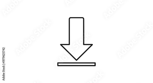 Simple Down Arrow Icon on White Background