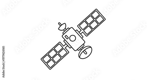 Satellite Icon, Spacecraft, Orbit, Technology, Communication, Vector Art