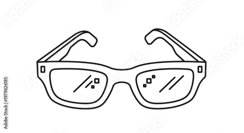 Hand-drawn glasses icon, simple outline illustration, eyewear symbol