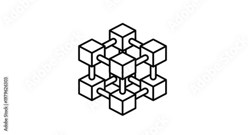 Abstract geometric cube structure, network connections, science and technology concept