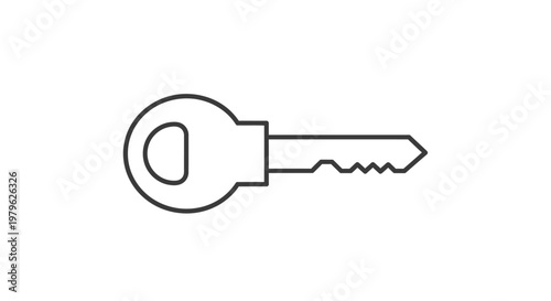 Minimalist Outline Key Icon - Security, Access, Solution Symbol