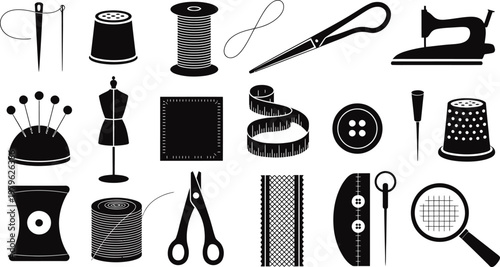 Black and white silhouette for sewing and tailoring crafts