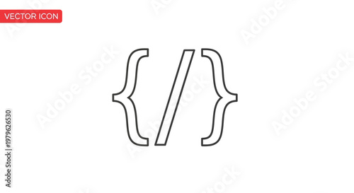 Coding Braces and Slash Icon - Vector Graphic for Programming and Web Development