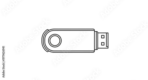 USB Flash Drive Icon - Simple Line Art Illustration on White Background