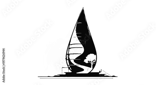 Waterdrop icon features a stylized landscape with a tree inside the silhouette.