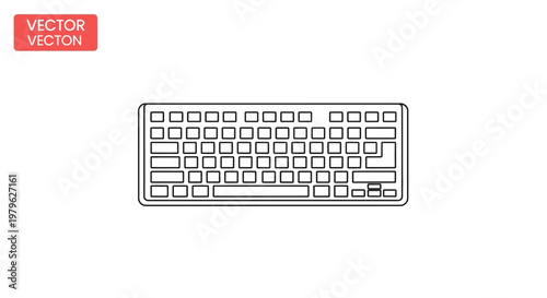 Modern computer keyboard outline icon, digital technology device for typing and data entry
