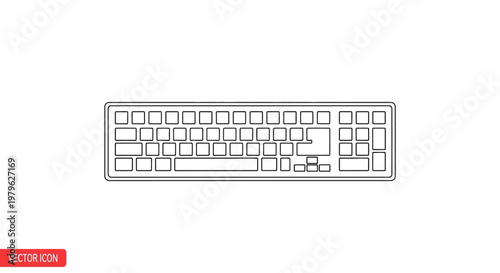 Computer Keyboard Icon - Minimalist Vector Outline Illustration