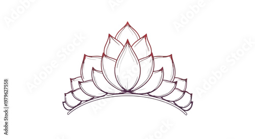 Tiara sparkles with elegant floral patterns in this refined line art illustration.