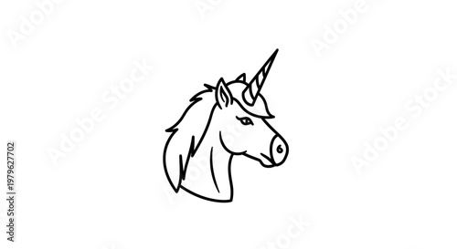 Minimalist Unicorn Head Line Art