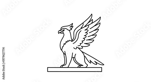 Mythical Griffin Line Art Icon - Majestic Creature Symbol