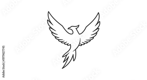 Minimalist Phoenix Outline Drawing