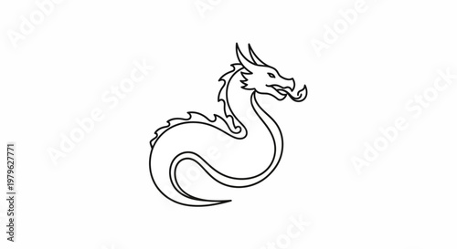 Mythical Dragon Silhouette, Fantasy Creature, Ancient Legend Icon
