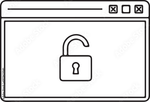Browser window with unlocked padlock icon