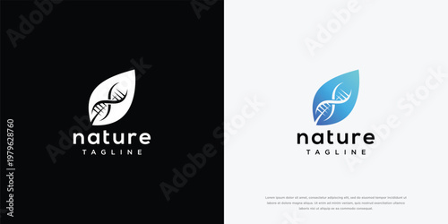 Modern Nature DNA Leaf Logo Design for Biotechnology and Eco-Science Brands