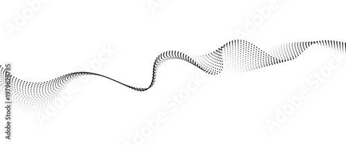 Flowing Dot Wave halftone gradient pattern on transparent background
