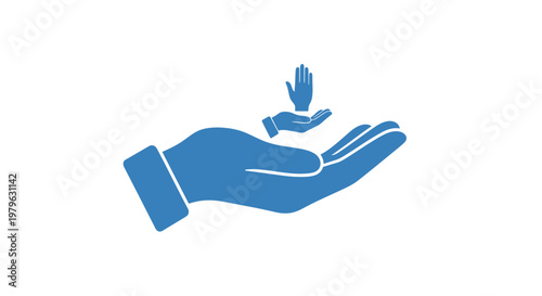 Illustration depicting the concept of giving, care, protection, and assistance or helping another