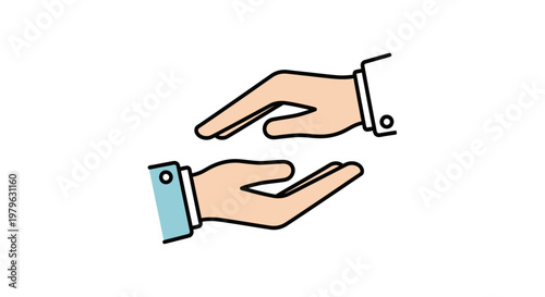 Illustration depicting two hands interacting, suggesting giving, receiving, and offering assistance