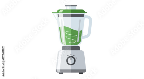 Illustration of a blender containing a green liquid for healthy and refreshing smoothies