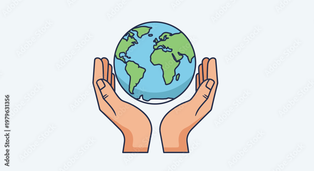 Fototapeta premium Hands holding the Earth, symbolizing global care and environmental protection.