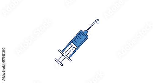 Illustration of a Syringe with a Drop, Representing Medical Injection and Vaccination