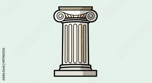Classic ionic column illustration in flat vector style