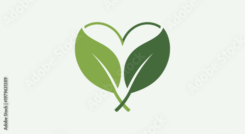 Green heart leaf icon representing eco friendly nature love symbol for sustainability