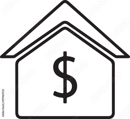 House with dollar sign icon, real estate investment concept