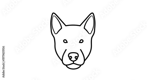 Minimalist Dog Face Icon, Line Art Portrait of a Canine Head