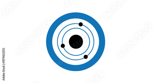 Abstract illustration of a circular design resembling a planetary model with orbital elements