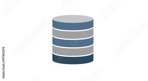 Abstract illustration of a cylindrical structure featuring multiple stacked layers in shades of
