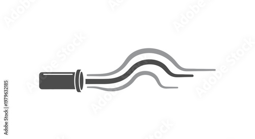 Abstract illustration of a cylindrical pipe emitting wavy lines on a white background