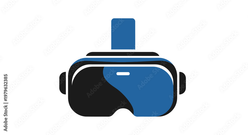 Fototapeta premium Abstract illustration of a VR headset in blue and black colors against a white background
