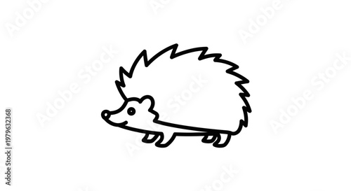 Cute Hedgehog Cartoon Drawing - Simple Line Art Animal Illustration