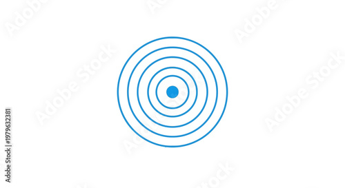Abstract illustration of concentric circles in blue color, creating a target effect, on white