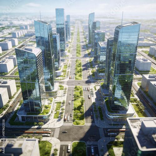 Modern urban design blending nature and technology