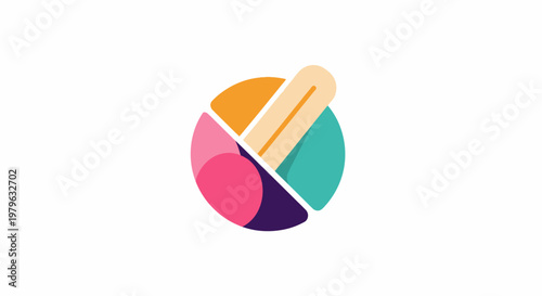 Abstract design with vibrant colors, composed of geometric shapes forming a circle, graphic