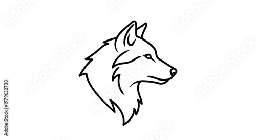 Minimalist Wolf Head Icon, Simple Line Art, Vector Illustration, Wild Animal Symbol