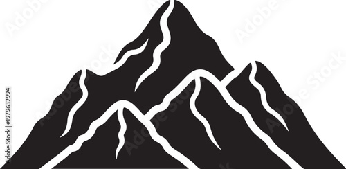 Mountain Range Silhouette Icon Graphic.