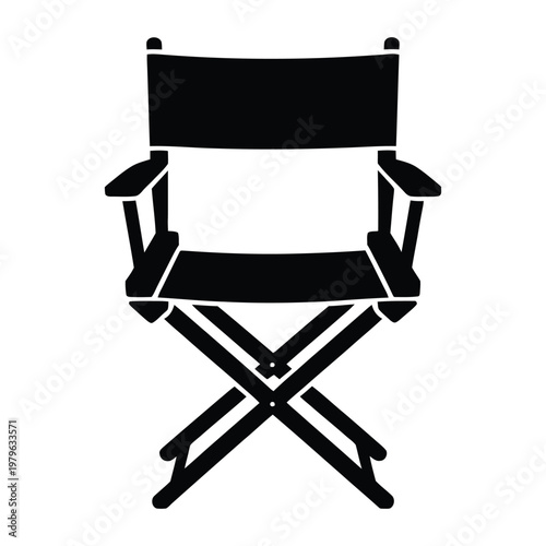A black director s chair is prominently displayed against a light gray background silhouette