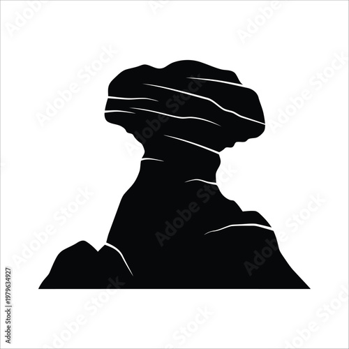 Rock formation with mushroom-shaped on white background geology landscape