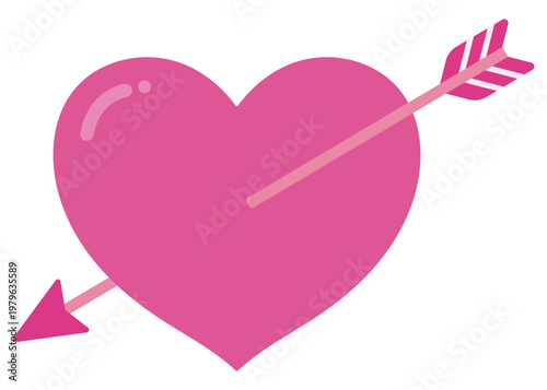 射抜かれるピンクのハートのイラスト