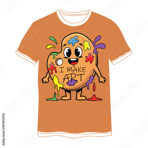 Colorful art board character t shirt design whimsical and playful graphic tee
